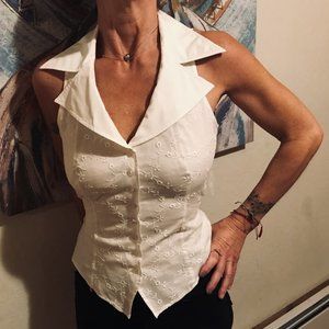 Anne Fontaine Sleeveless Blouse w/embroidery